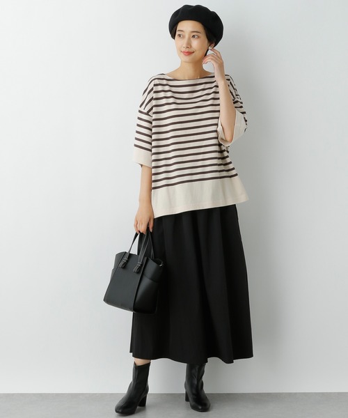 LEPSIM（レプシィム）の「カラーボーダーワイドＴ　954657（Tシャツ/カットソー・レディース・ブラウン/オフホワイト/グリーン/ライトパープル・FREE）」の12枚目の写真