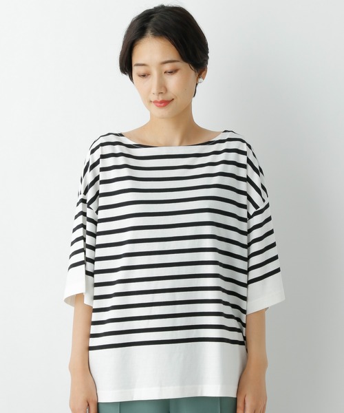 LEPSIM（レプシィム）の「カラーボーダーワイドＴ　954657（Tシャツ/カットソー・レディース・ブラウン/オフホワイト/グリーン/ライトパープル・FREE）」の16枚目の写真