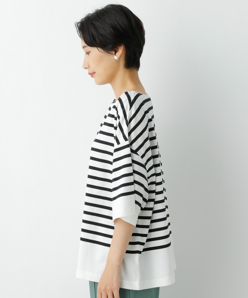 LEPSIM（レプシィム）の「カラーボーダーワイドＴ　954657（Tシャツ/カットソー・レディース・ブラウン/オフホワイト/グリーン/ライトパープル・FREE）」の8枚目の写真