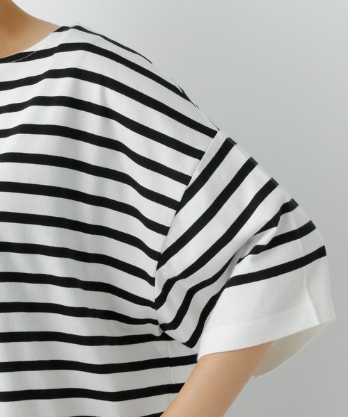 LEPSIM（レプシィム）の「カラーボーダーワイドＴ　954657（Tシャツ/カットソー・レディース・ブラウン/オフホワイト/グリーン/ライトパープル・FREE）」の5枚目の写真