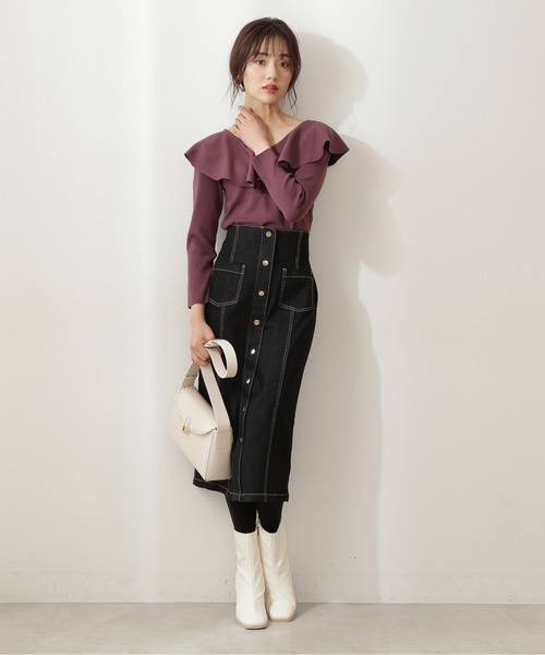 PROPORTION BODY DRESSING(プロポーションボディドレッシング)の「ラッフルニット / 1211270910(ニット/セーター・レディース・グレー/ブラック/ボルドー・FREE)」の8枚目の写真