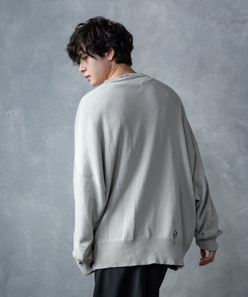 KUUUPY（クーピー）の「Relax Damage Knit / リラックスダメージニット（ニット/セーター・メンズ・ライトグレー/チャコールグレー・SMALL/MEDIUM/LARGE）」の18枚目の写真
