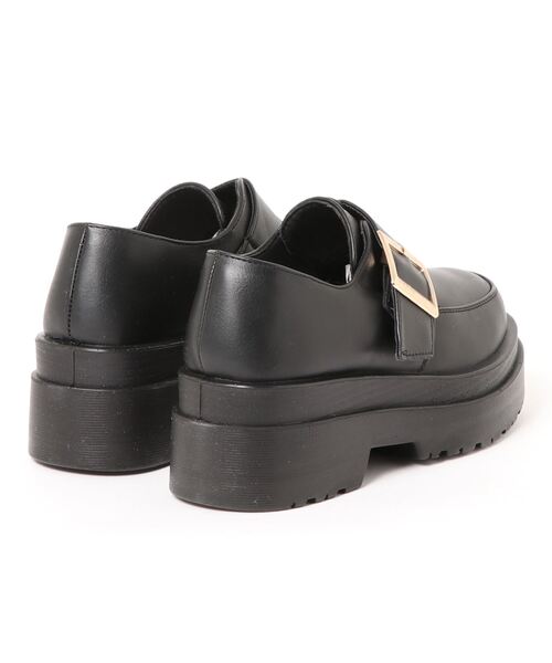 Shoes in Closet（シューズインクローゼット）の「軽量厚底 マニッシュ ワンベルトバックル ローファー 1882（ローファー・レディース・ダークブラウン/ブラック系その他/ブラック/アイボリー・L/LL/S/3L/M/XS）」の6枚目の写真