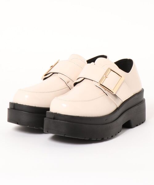 Shoes in Closet（シューズインクローゼット）の「軽量厚底 マニッシュ ワンベルトバックル ローファー 1882（ローファー・レディース・ダークブラウン/ブラック系その他/ブラック/アイボリー・L/LL/S/3L/M/XS）」の8枚目の写真