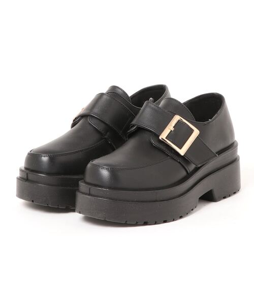 Shoes in Closet（シューズインクローゼット）の「軽量厚底 マニッシュ ワンベルトバックル ローファー 1882（ローファー・レディース・ダークブラウン/ブラック系その他/ブラック/アイボリー・L/LL/S/3L/M/XS）」の10枚目の写真