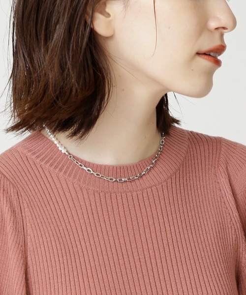 N.(N. Natural Beauty Basic)(エヌエヌナチュラルビューティーベーシック)の「パール×チェーンコンビショートネックレス(ネックレス・レディース・シルバー/ゴールド・FREE)」の9枚目の写真