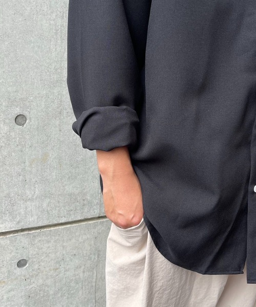 natto（ナット）の「【ユニセックスアイテム】smooth band collar shirt / 肌触り滑らかなバンドカラーのクルーネックシャツ（シャツ/ブラウス・レディース・ブラック/ベージュ/ライム・FREE）」の18枚目の写真