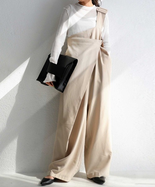 かぐれ⑅*コットンサロペット　オーバーオール 生成　アイボリー　大人カジュアル かぐれ コットンサロペット オーバーオール 生成 アイボリー