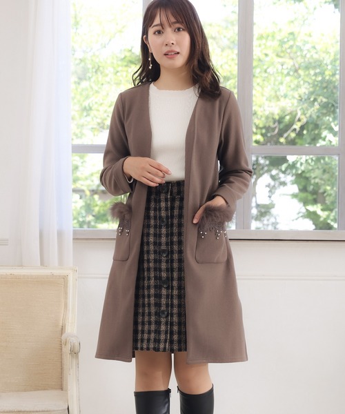 セール ポケットファーニットコート ノーカラーコート Astoria Odier アストリアオディール のファッション通販 Zozotown