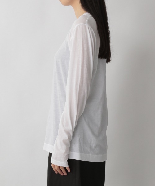 yuw(ユウ)の「SHEAR LONG TEE 235885(Tシャツ/カットソー・レディース・ホワイト/ブラック/ピンク/グリーン/ブラウン・FREE)」の6枚目の写真