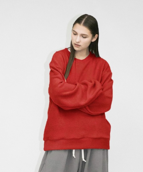 my beautiful landlet(マイビューティフルランドレット)の「【my beautiful landlet】 pile napping brushed sweater(ニット/セーター・メンズ・オリーブ/ベージュ/ブラック/イエロー/レッド・1/0)」の5枚目の写真