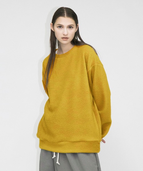 my beautiful landlet(マイビューティフルランドレット)の「【my beautiful landlet】 pile napping brushed sweater(ニット/セーター・メンズ・オリーブ/ベージュ/ブラック/イエロー/レッド・1/0)」の4枚目の写真