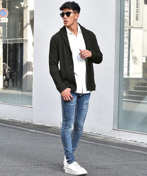 JOKER（ジョーカー）の「【JOKER】2トーンワッフルショールカラーカーディガン/ボレロ メンズ 春服（カーディガン/ボレロ・メンズ・ブラック/ベージュ/ネイビー/グレー・M/L/XL）」の8枚目の写真