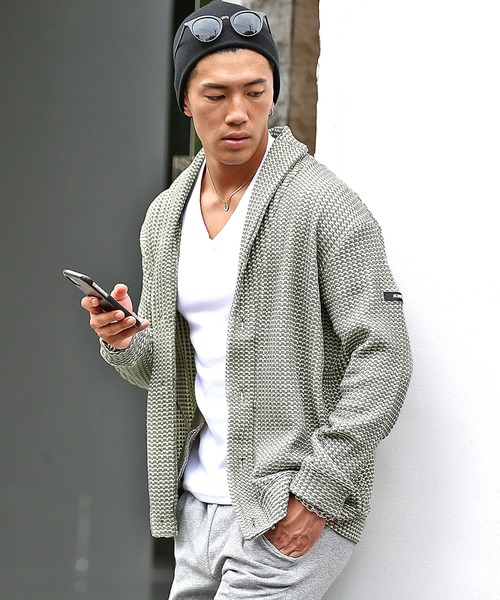 JOKER（ジョーカー）の「【JOKER】2トーンワッフルショールカラーカーディガン/ボレロ メンズ 春服（カーディガン/ボレロ・メンズ・ブラック/ベージュ/ネイビー/グレー・M/L/XL）」の11枚目の写真