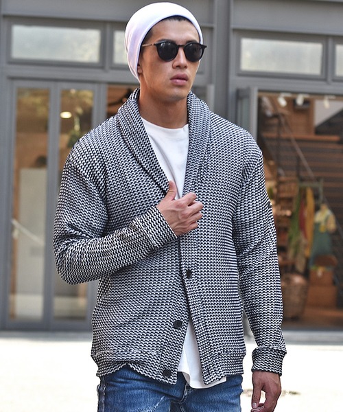 JOKER（ジョーカー）の「【JOKER】2トーンワッフルショールカラーカーディガン/ボレロ メンズ 春服（カーディガン/ボレロ・メンズ・ブラック/ベージュ/ネイビー/グレー・M/L/XL）」の9枚目の写真