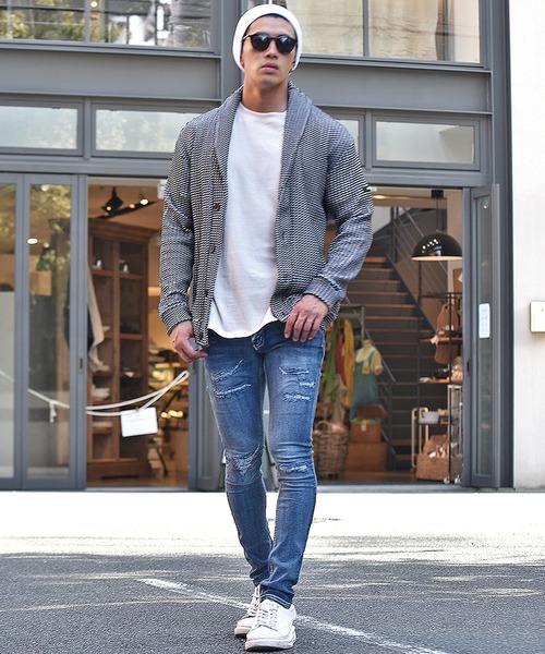 JOKER（ジョーカー）の「【JOKER】2トーンワッフルショールカラーカーディガン/ボレロ メンズ 春服（カーディガン/ボレロ・メンズ・ブラック/ベージュ/ネイビー/グレー・M/L/XL）」の6枚目の写真