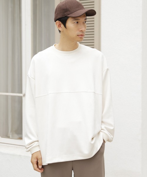 LAKOLE（ラコレ）の「【UNISEX】SUPER BIGエコスエードプルオーバー / 236057（スウェット・メンズ・サンドグレー/ピンク/ホワイト・MEDIUM/LARGE/SMALL）」の2枚目の写真