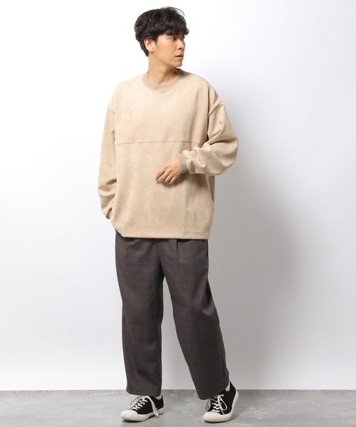 LAKOLE（ラコレ）の「【UNISEX】SUPER BIGエコスエードプルオーバー / 236057（スウェット・メンズ・サンドグレー/ピンク/ホワイト・MEDIUM/LARGE/SMALL）」の19枚目の写真