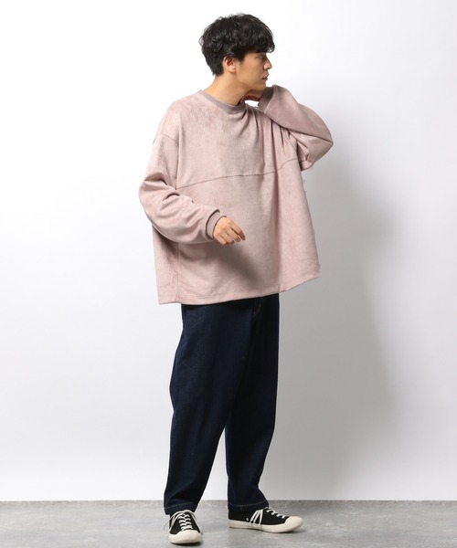 LAKOLE（ラコレ）の「【UNISEX】SUPER BIGエコスエードプルオーバー / 236057（スウェット・メンズ・サンドグレー/ピンク/ホワイト・MEDIUM/LARGE/SMALL）」の15枚目の写真