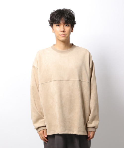 LAKOLE（ラコレ）の「【UNISEX】SUPER BIGエコスエードプルオーバー / 236057（スウェット・メンズ・サンドグレー/ピンク/ホワイト・MEDIUM/LARGE/SMALL）」の8枚目の写真
