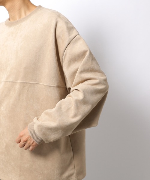 LAKOLE（ラコレ）の「【UNISEX】SUPER BIGエコスエードプルオーバー / 236057（スウェット・メンズ・サンドグレー/ピンク/ホワイト・MEDIUM/LARGE/SMALL）」の14枚目の写真