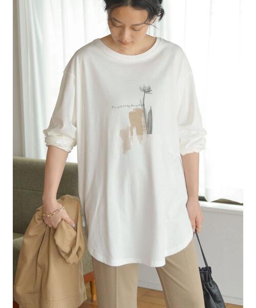 AMERICAN HOLIC（アメリカンホリック）の「裾ラウンドフォトカットチュニック（Tシャツ/カットソー・レディース・オフホワイト/ホワイト・M/L）」の4枚目の写真