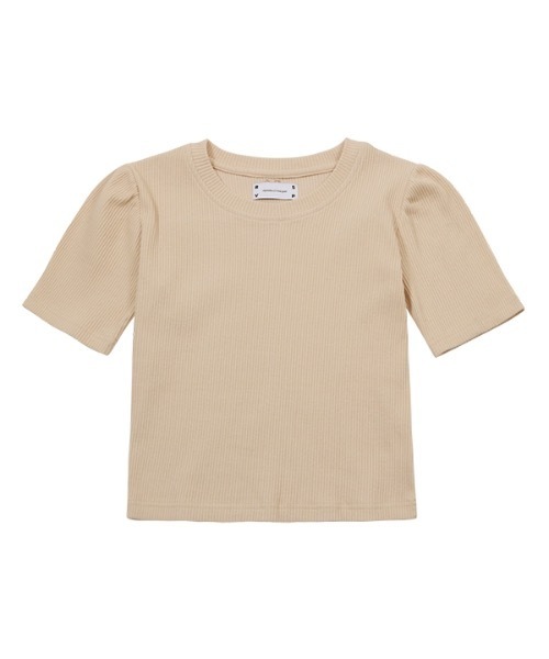 RSVP(アールエスブイピー)の「【RSVP 】Puff sleeves slim t-shirts / パフスリーブ スリムティーシャツ(Tシャツ/カットソー・レディース・ホワイト/ベージュ/ダークグリーン・FREE)」の2枚目の写真
