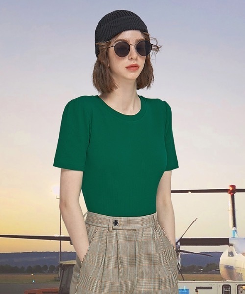 RSVP(アールエスブイピー)の「【RSVP 】Puff sleeves slim t-shirts / パフスリーブ スリムティーシャツ(Tシャツ/カットソー・レディース・ホワイト/ベージュ/ダークグリーン・FREE)」の22枚目の写真