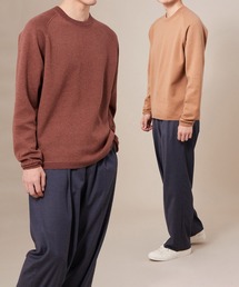 カシミアブレンド リバーシブルクルーネック プルオーバー