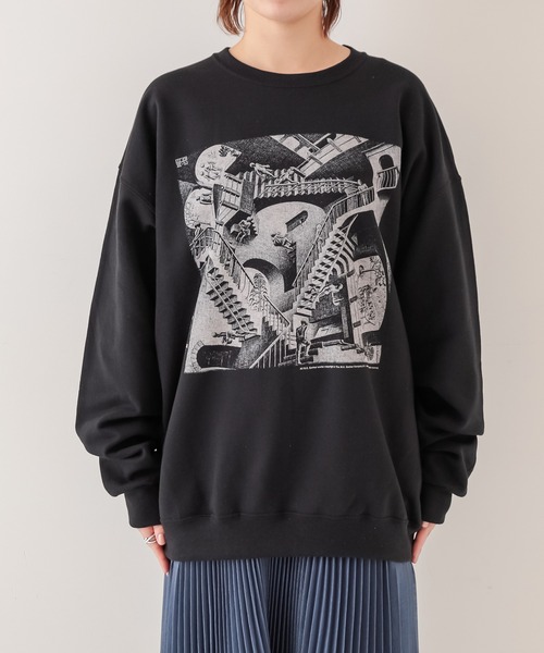 BONbazaar（ボンバザール）の「《ユニセックス》【M.C ESCHER/マウリッツ・コルネリス・エッシャー】プリントスウェット（スウェット・レディース・ブラック・MEDIUM/X-LARGE）」の16枚目の写真