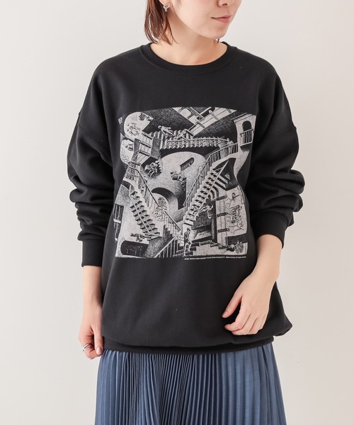 BONbazaar（ボンバザール）の「《ユニセックス》【M.C ESCHER/マウリッツ・コルネリス・エッシャー】プリントスウェット（スウェット・レディース・ブラック・MEDIUM/X-LARGE）」の10枚目の写真