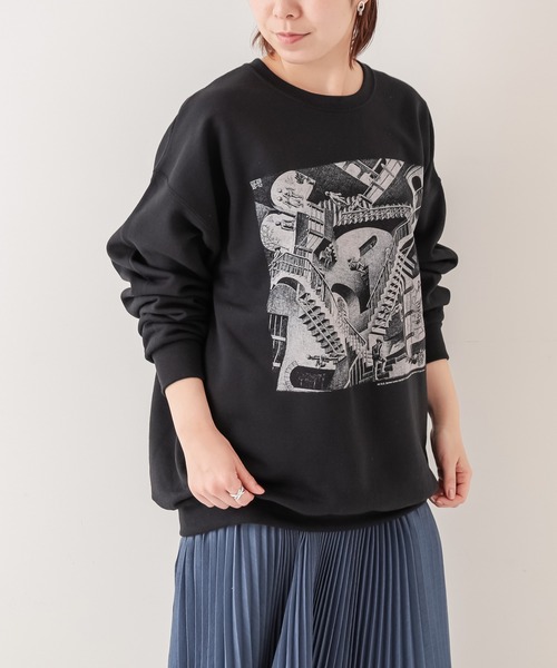 BONbazaar（ボンバザール）の「《ユニセックス》【M.C ESCHER/マウリッツ・コルネリス・エッシャー】プリントスウェット（スウェット・レディース・ブラック・MEDIUM/X-LARGE）」の11枚目の写真