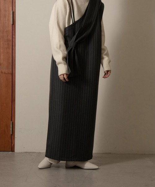 lawgy（ラウジー）の「design shoulder stripe op（ワンピース・レディース・ブラウン/チャコール・FREE）」の13枚目の写真