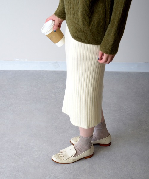 ibeul_（イベール）の「リブニットスカート（スカート・レディース・アイボリー/グレー/ブラック・FREE）」の2枚目の写真