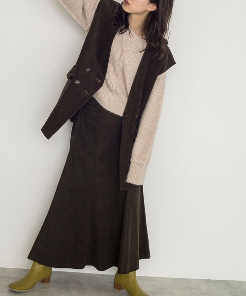 w closet（ダブルクローゼット）の「【SETUP対応】11ｗコーデュロイマーメイドスカート（スカート・レディース・スミクロ/カーキ/サックスブルー・FREE）」の19枚目の写真