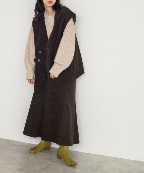 w closet（ダブルクローゼット）の「【SETUP対応】11ｗコーデュロイマーメイドスカート（スカート・レディース・スミクロ/カーキ/サックスブルー・FREE）」の21枚目の写真