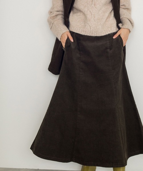 w closet（ダブルクローゼット）の「【SETUP対応】11ｗコーデュロイマーメイドスカート（スカート・レディース・スミクロ/カーキ/サックスブルー・FREE）」の22枚目の写真