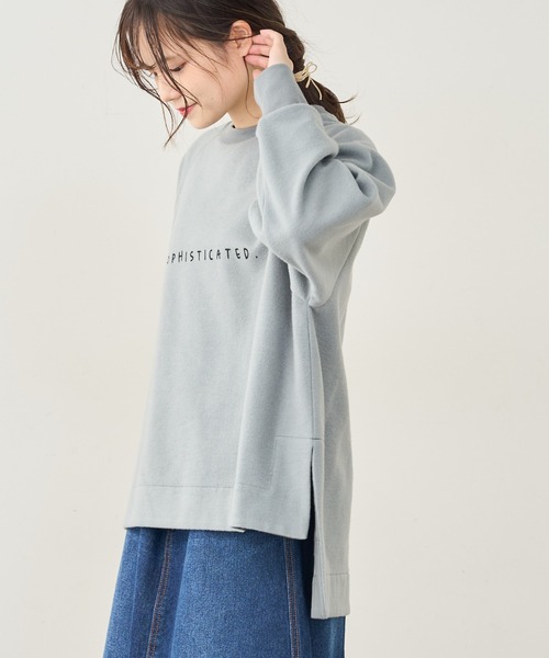 PUAL CE CIN（ピュアルセシン）の「起毛プリントプルオーバー（Tシャツ/カットソー・レディース・チャコールグレー/グレー/ベージュ/グリーン・FREE）」の3枚目の写真