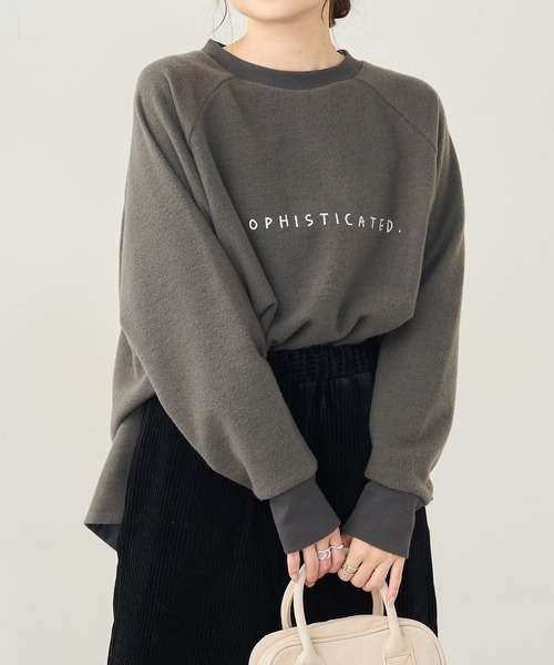 PUAL CE CIN（ピュアルセシン）の「起毛プリントプルオーバー（Tシャツ/カットソー・レディース・チャコールグレー/グレー/ベージュ/グリーン・FREE）」の2枚目の写真