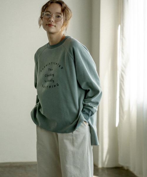 PUAL CE CIN（ピュアルセシン）の「起毛プリントプルオーバー（Tシャツ/カットソー・レディース・チャコールグレー/グレー/ベージュ/グリーン・FREE）」の6枚目の写真