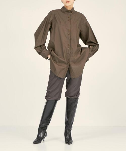 BRACTMENT（ブラクトメント）の「＜BRACTMENT(ブラクトメント)＞BM タイプライター スタンドネックシャツ（シャツ/ブラウス・レディース・ホワイト/モカ・FREE）」の2枚目の写真