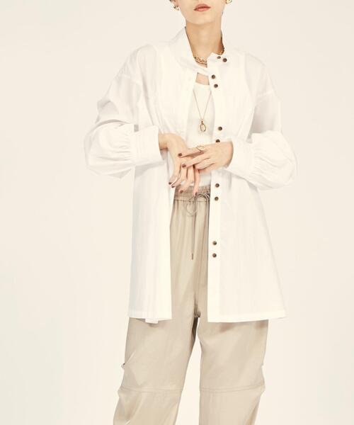 BRACTMENT（ブラクトメント）の「＜BRACTMENT(ブラクトメント)＞BM タイプライター スタンドネックシャツ（シャツ/ブラウス・レディース・ホワイト/モカ・FREE）」の11枚目の写真