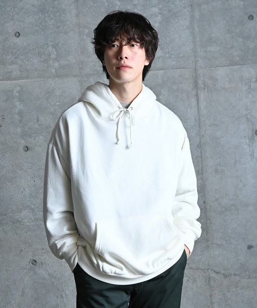 NIDO（ニド）の「NIDO 起毛ビッグプルパーカー（パーカー・メンズ・チャコールグレー/グリーン/クリーム・MEDIUM/LARGE）」の2枚目の写真