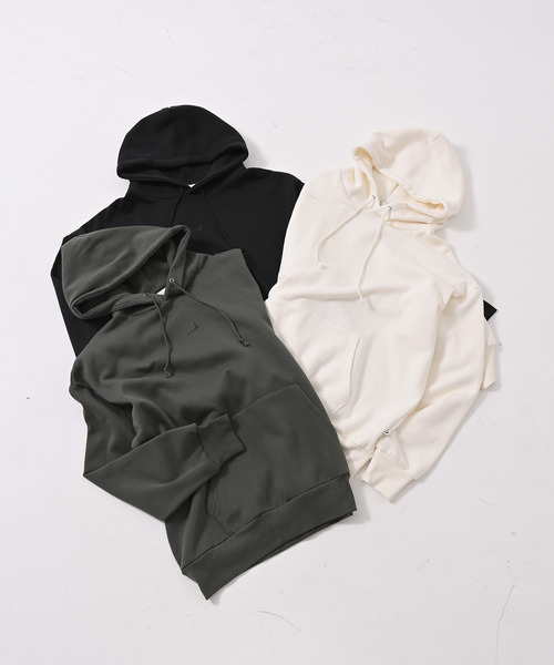 NIDO（ニド）の「NIDO 起毛ビッグプルパーカー（パーカー・メンズ・チャコールグレー/グリーン/クリーム・MEDIUM/LARGE）」の6枚目の写真