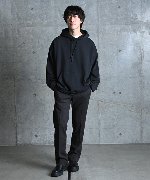 NIDO（ニド）の「NIDO 起毛ビッグプルパーカー（パーカー・メンズ・チャコールグレー/グリーン/クリーム・MEDIUM/LARGE）」の7枚目の写真