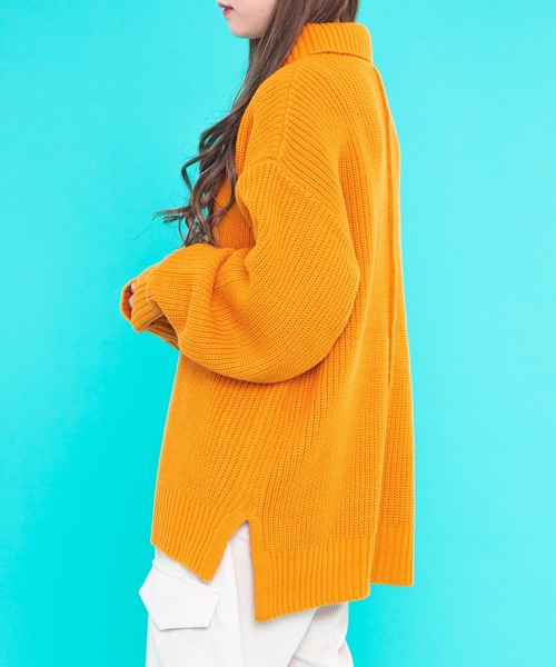 PairPair（ペアペア）の「タートルニットプルオーバー(ユニセックス)（ニット/セーター・レディース・オレンジ/アイボリー/グレイッシュブルー・FREE）」の20枚目の写真