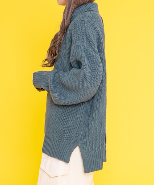 PairPair（ペアペア）の「タートルニットプルオーバー(ユニセックス)（ニット/セーター・レディース・オレンジ/アイボリー/グレイッシュブルー・FREE）」の21枚目の写真