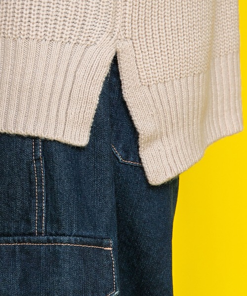 PairPair（ペアペア）の「タートルニットプルオーバー(ユニセックス)（ニット/セーター・レディース・オレンジ/アイボリー/グレイッシュブルー・FREE）」の14枚目の写真