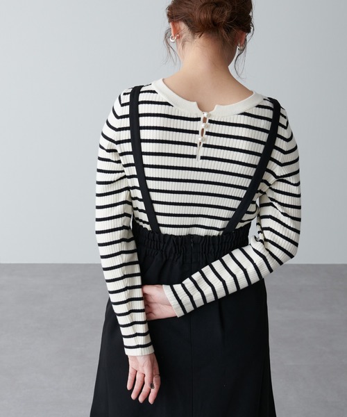 natural couture（ナチュラルクチュール）の「パール付き2WAYリブニット（ニット/セーター・レディース・チャコールグレー/ベージュ/ネイビー/カーキ/サックスブルー/アイボリー/その他1・FREE）」の7枚目の写真