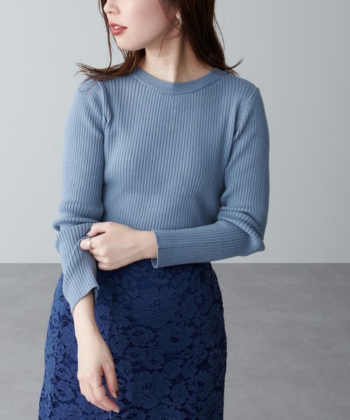 natural couture（ナチュラルクチュール）の「パール付き2WAYリブニット（ニット/セーター・レディース・チャコールグレー/ベージュ/ネイビー/カーキ/サックスブルー/アイボリー/その他1・FREE）」の6枚目の写真